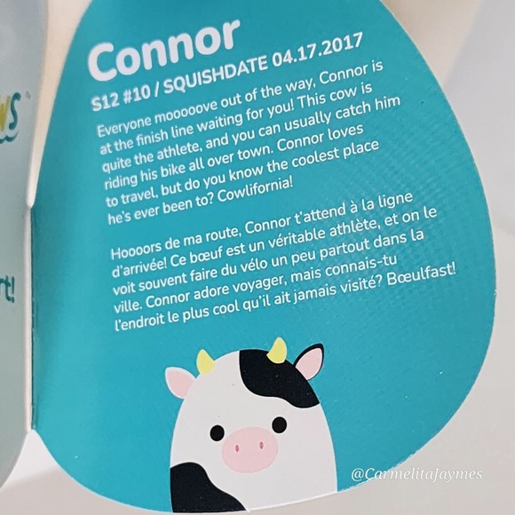 CONNOR 🐮 Black & White Cow Original Squishmallow By Kellytoy ☆ NWT ☆ - Picture 4 of 8